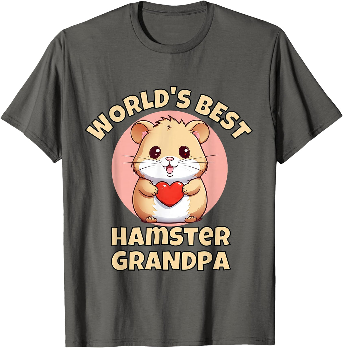 Cute World's Best Hamster Grandpa Grandfather T-Shirt - Asphalt Grey
