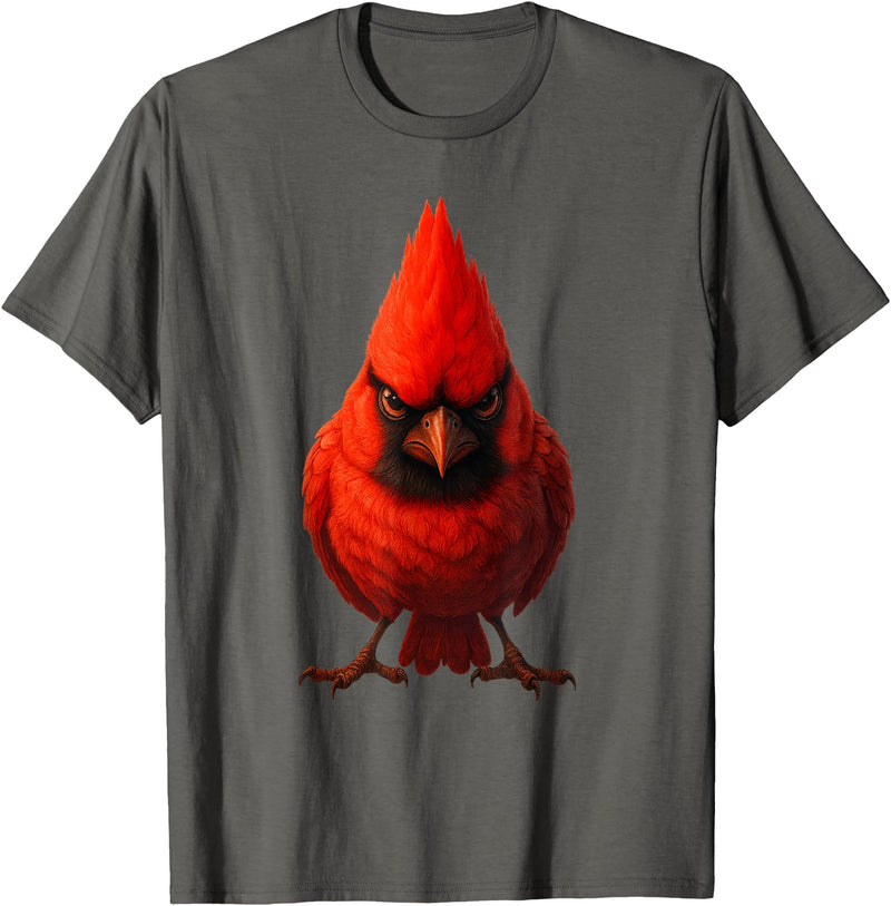 I just really like animals Angry Cardinal Artwork Red Bird Nature Wildlife Graphic T-Shirt - Asphalt Grey