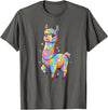 Rainbow Llama Love Pastel Hearts Kawaii Colorful Rainbow Heart Llama Kawaii Cute T-Shirt - Asphalt Grey