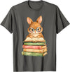 Reading Bunny Rabbit Glasses Book Bookworm Teacher Women T-Shirt in Asphalt Grey