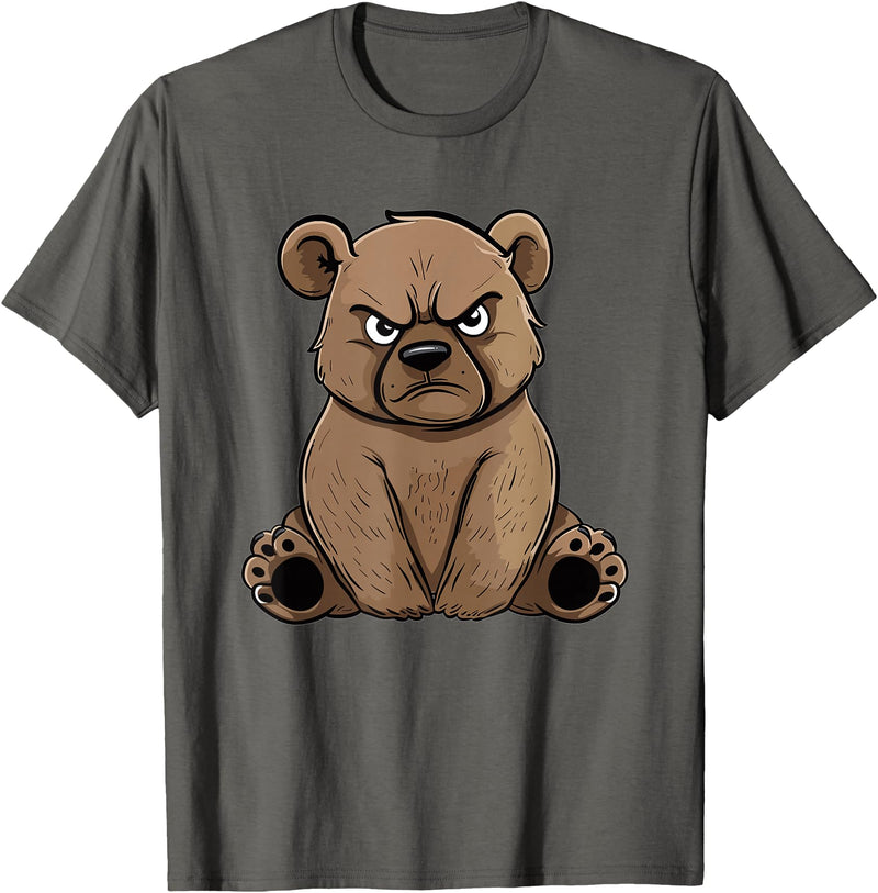 Colorful Grizzly Bear Art I Kids Grizzly Bear Grumpy Grizzly Bear T-Shirt - Asphalt Grey