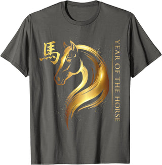 Year of The Horse 2026 Chinese New Year 2026 Year of The Horse T-Shirt - Asphalt Grey