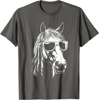 FunnyHorseCo. Funny Horse Sunglasses T-Shirt - Straight - Asphalt Grey