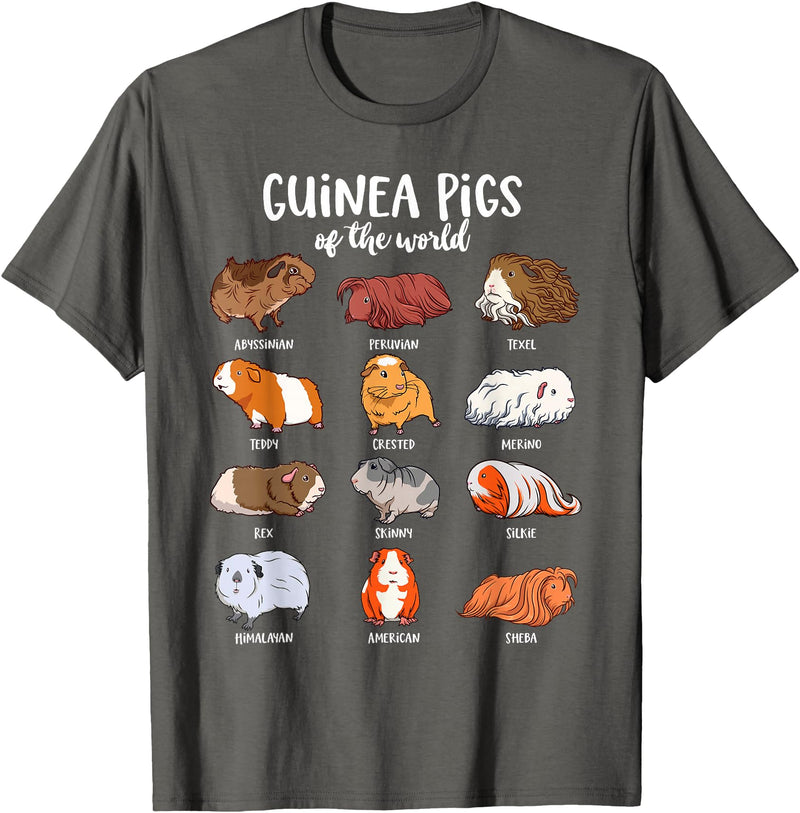 Guinea pig designs Various Guinea Pig Breeds - Guinea Pig T-Shirt - Asphalt Grey