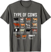 COW Designs By ShirtZilla Types of Cows Shirt Farmer Tee Shirt Costume Cow T-Shirt - Asphalt Grey