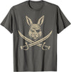 Vintage Pirate Rabbit and Crossbones Bunny Mom T-Shirt in Asphalt Grey