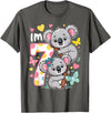 Koala Bear Lover Gift Co. Koala Bear 7th Birthday Girl 7 Year Old Birthday Cute Koalas T-Shirt - Asphalt Grey