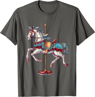 Carnival Carousel Horse Carousel Unicorn Designs Carnival Carousel Horse Carousel Unicorn T-Shirt - Asphalt Grey