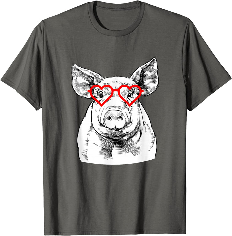 The Pawster Pig Valentines Day Farm Animal Lover T-Shirt - Asphalt Grey