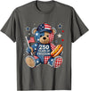Patriotic Bear USA Vintage Co 250 Years of Freedom Patriotic Bear USA Retro T-Shirt - Asphalt Grey