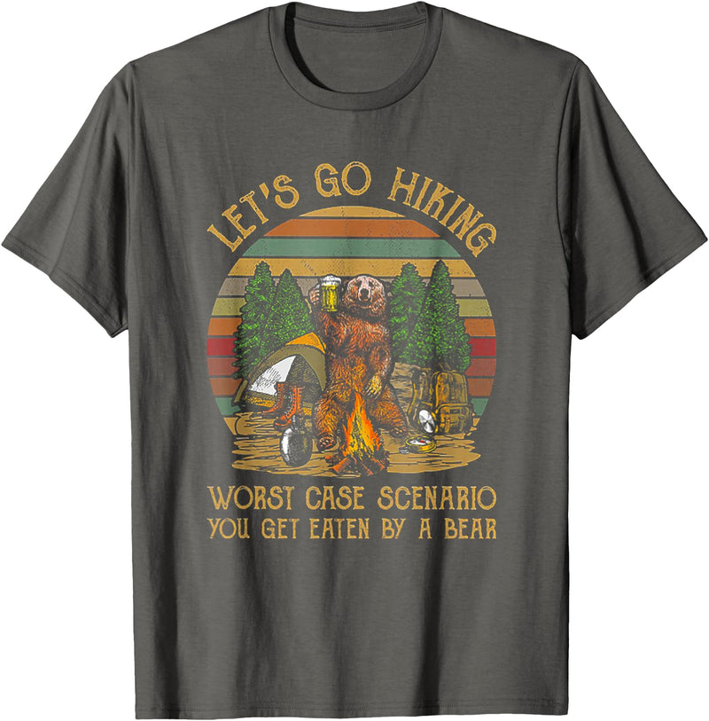 Let's Go Hiking Worst Case Scenario You Get Eaten By A Bear T-Shirt - Asphalt Grey