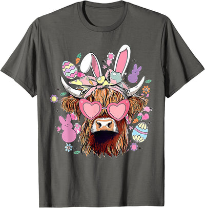 Easter Day Highland Cow't Shir't Cow T-Shirt