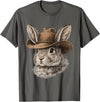 Happy Easter Y'all Rabbit Cowboy Hat Country Western Rodeo T-Shirt in Asphalt Grey