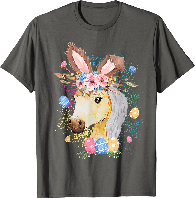 Happy Easter Bunny Horse Funny Rabbit for Men Women Kids T-Shirt in Asphalt Grey