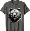 Forest Animal Art Bear Animal Art Portrait Wildlife Nature Artwork Drawing T-Shirt - Asphalt Grey