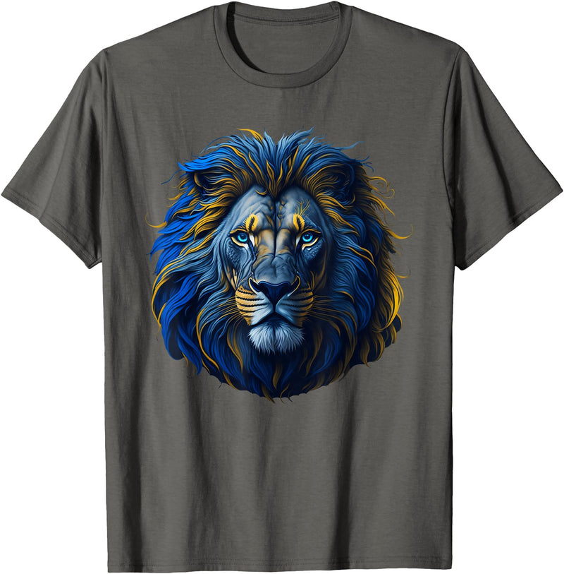 Lions, Astrology And Horoscope Tees Lion colorful lions King Of Animals From Africa T-Shirt - Asphalt Grey