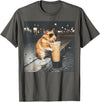 Hamster Drinking Iced Coffee Funny Animal Meme Men Women T-Shirt - Asphalt Grey