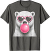 Retro Bubblegum Polar Bear Lover Polar Bear Pink Heart Sunglasses Funny Bubble Gum T-Shirt - Asphalt Grey