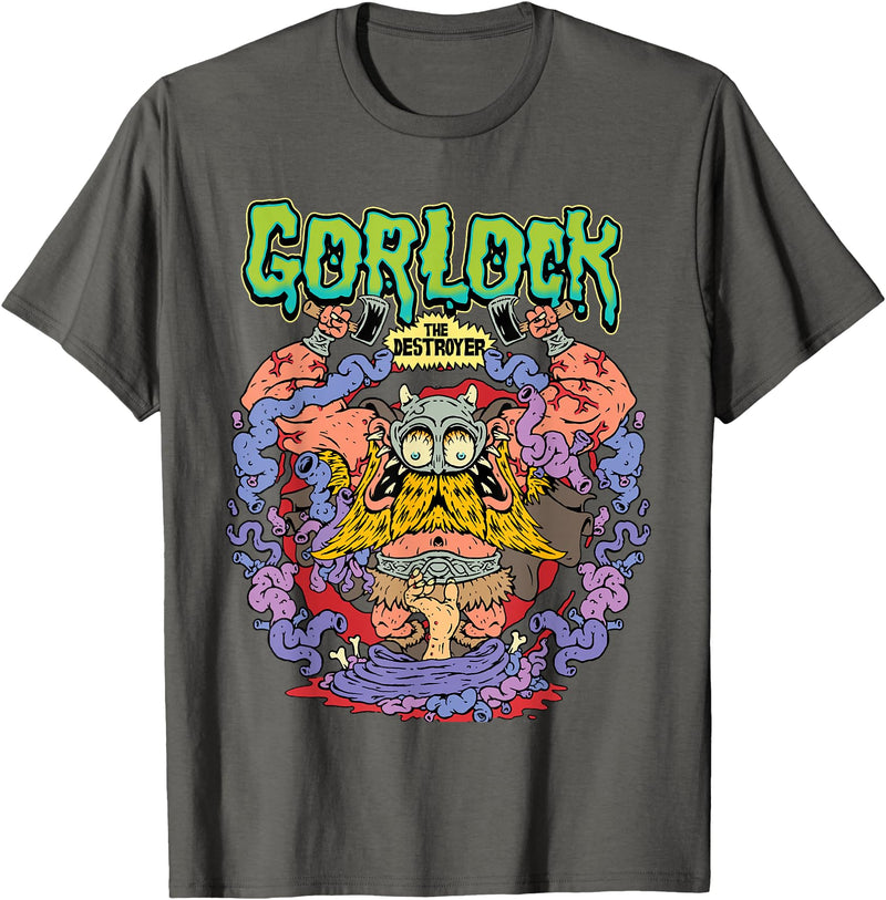 Monsters and Martians Gorlock the Destroyer Viking Warrior Barbarian Funny Meme T-Shirt - Asphalt Grey