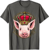 Wowsome! King Pig Wearing Crown - Queen Pig Animal T-Shirt - Asphalt Grey