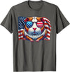 Guinea Pigs American Flag Patriotic Pets Lovers Vintage Guinea Pig Pets Owners Patriotic USA Flag Sunglasses T-Shirt - Asphalt Grey