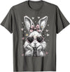 Funny Bunny Face Glasses Bandana Pink Rabbit Happy Easter T-Shirt in Asphalt Grey