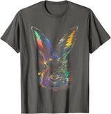 Rabbit Animal Art Colourful Artwork R T-Shirt in Asphalt Grey