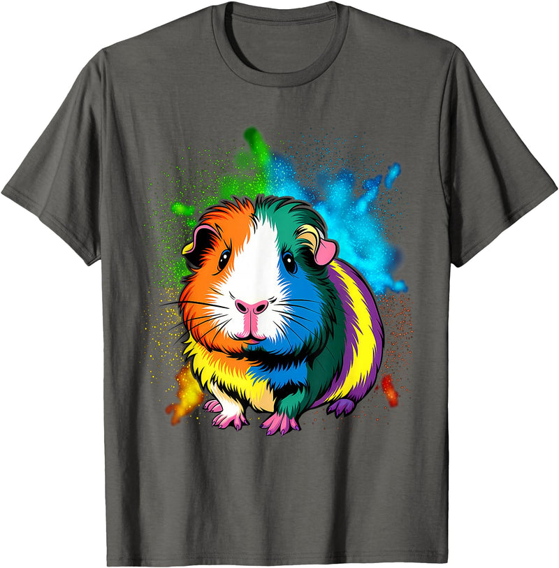 Guinea Pig Lover Gift Co. Cute Guinea Pig Rainbow Design for Guinea Pig Lovers T-Shirt - Asphalt Grey