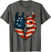 Fourth of July Clothing Co. Patriotic Llamas Heart American Flag 4th of July Graphic T-Shirt - Asphalt Grey