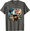 USA Animals Bald Eagles Grizzly Bear Wolf Wilderness Nature T-Shirt - Asphalt Grey