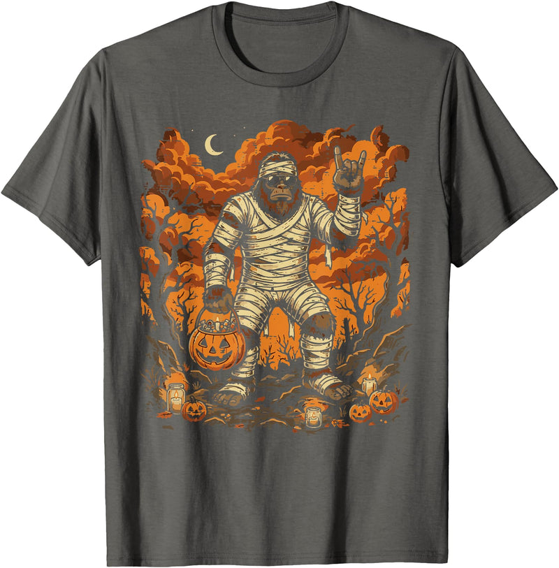 Halloween Shirts For Women Men Kids Boys Girls Halloween Mummy Bigfoot Rock Sasquatch Costume Men Boys Kids T-Shirt -