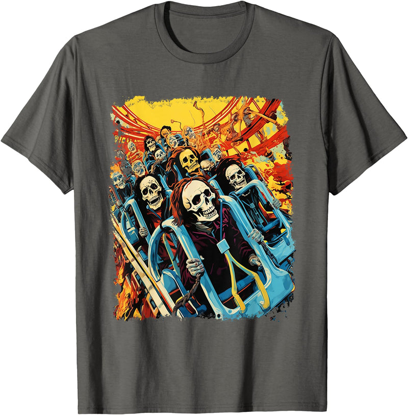 Amortuus Skeleton Roller Coaster T-Shirt - Asphalt Grey