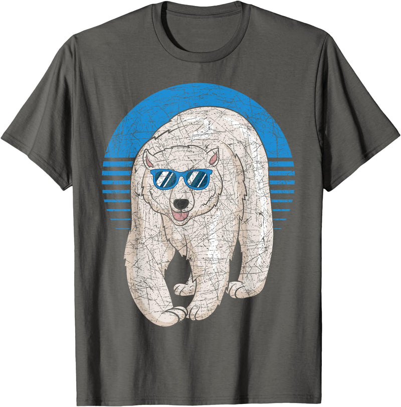 Arctic Animal Polar Bear Gifts Arctic Animal Lover Cool Sunglasses Retro Polar Bear T-Shirt - Asphalt Grey