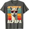 Retro Alpaca and Llama Fan tee for Dads ALPAPA Funny Dad Father's Day Alpaca and Llama Lovers T-Shirt - Asphalt Grey