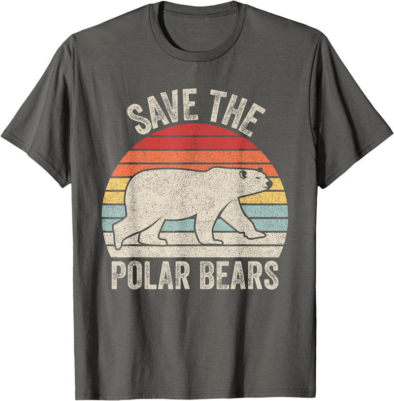 Catch Some Rays Save the Polar Bears Endangered Arctic T-Shirt - Asphalt Grey