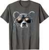 Forest Illustration Bear Art Nature Bear Wearing Sunglasses Wildlife Artwork Graphic Bear T-Shirt - Asphalt Grey