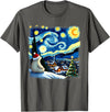 Van Gogh Polar Bear Xmas Tees Christmas Polar Bear Starry Night T-Shirt - Asphalt Grey