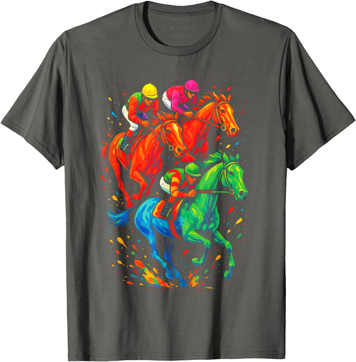 Horse Racing Designs Horse Racing Art - Vintage Derby Lovers T-Shirt - Asphalt Grey