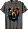 Forest Animal Art Bear Portrait Splash Forest Artwork Animal Lovers Motif T-Shirt - Asphalt Grey