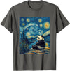 Bear Designs. Cute Panda Bear Van Gogh Style Starry Night Graphic T-Shirt - Asphalt Grey