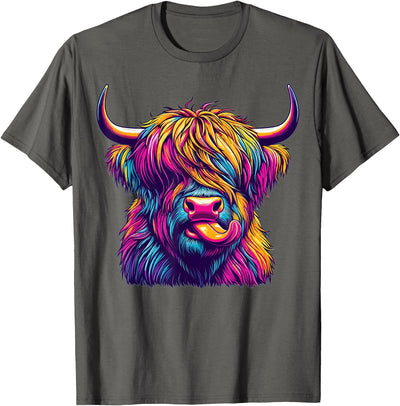 Funny Highland Cow Lover Colorful T-Shirt