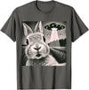 Funny Rabbit Bunny Selfie UFOs T-Shirt in Asphalt Grey