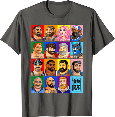 Bobo Bear Colorful Character Grid T-Shirt