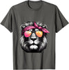 Fashionable Animals Wearing Pink Bandanas Lion Wearing a Pink Bandana Headband and Sunglasses T-Shirt - Asphalt Grey