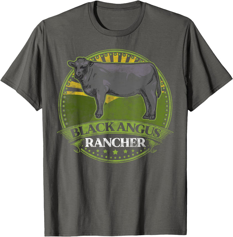 Black Angus Rancher Co. Black Angus Rancher Cow Meat Steak Cattle Bull Farmer Fun T-Shirt - Asphalt Grey