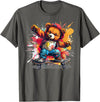 Cool Teddy with skateboard Colourful Splash with Skateboard Teddy Bear Outfit T-Shirt - Asphalt Grey
