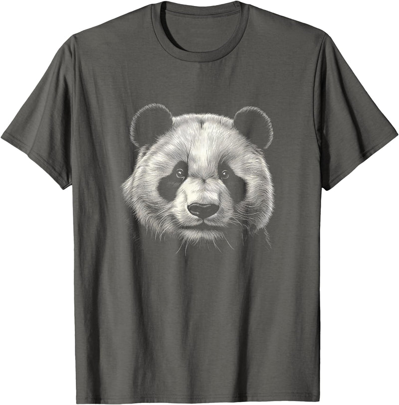 Panda Lover Theme Designs Panda Bear Face Graphic Art Design T-Shirt - Asphalt Grey