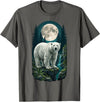 Polar Wilderness Fan Wildlife Lover Polar Bear Full Moon Night Forest Wildlife Nature Lover T-Shirt - Asphalt Grey