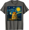 Hamster Starry Night Van Gogh Art for Men Women Kids T-Shirt - Asphalt Grey