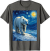 Polar Bear Van Gogh's Starry Night Wildlife Art Van Gogh's Starry Night Polar Bear Ice Bear Animal Lovers T-Shirt - Asphalt Grey
